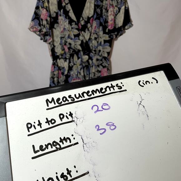 Richard Warren 100% silk floral ruffle vintage dress v-neck 10 flutter sleeve - Picture 6 of 7